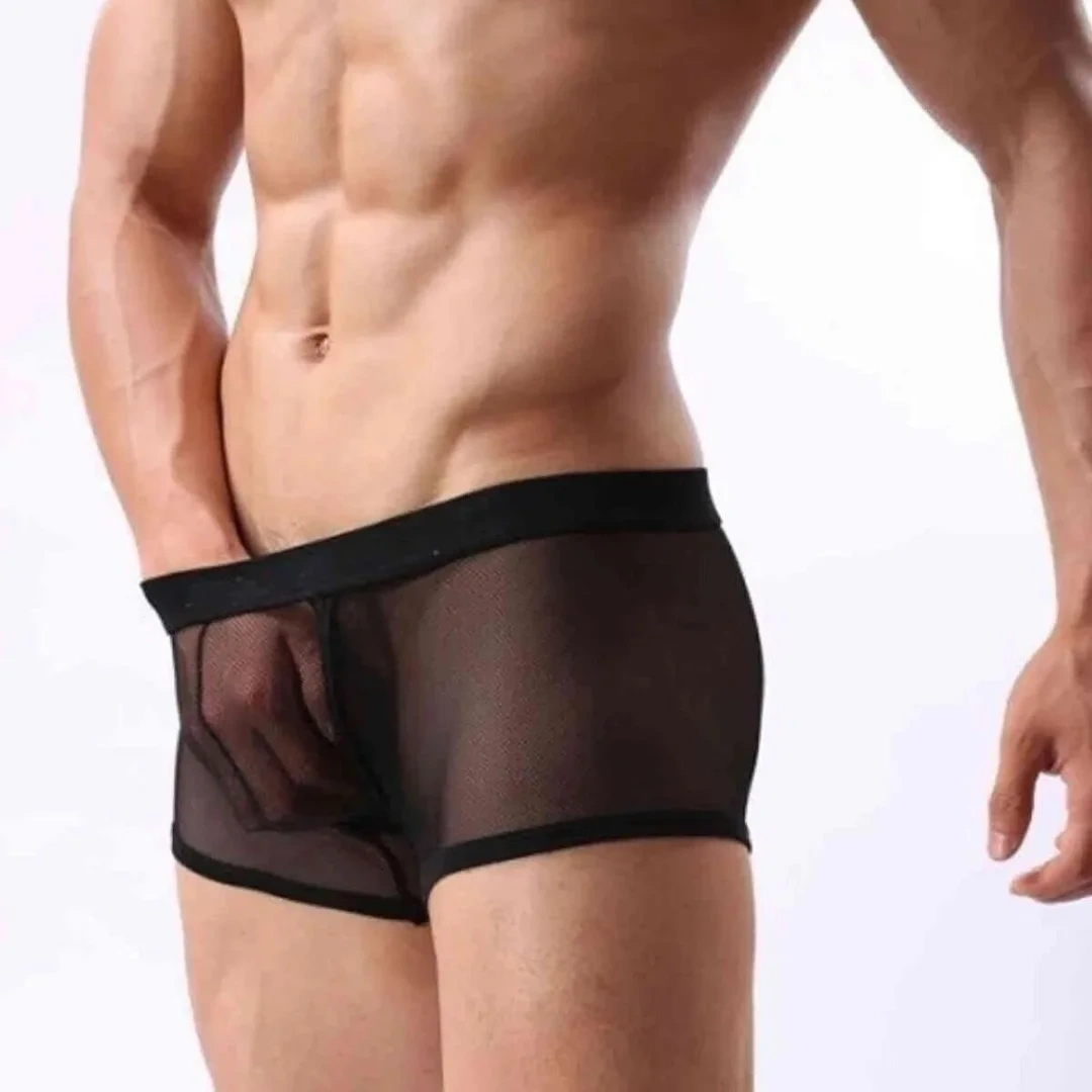 Lesca Fantezi Transparan Tül Erkek Boxer Fantezi Tanga