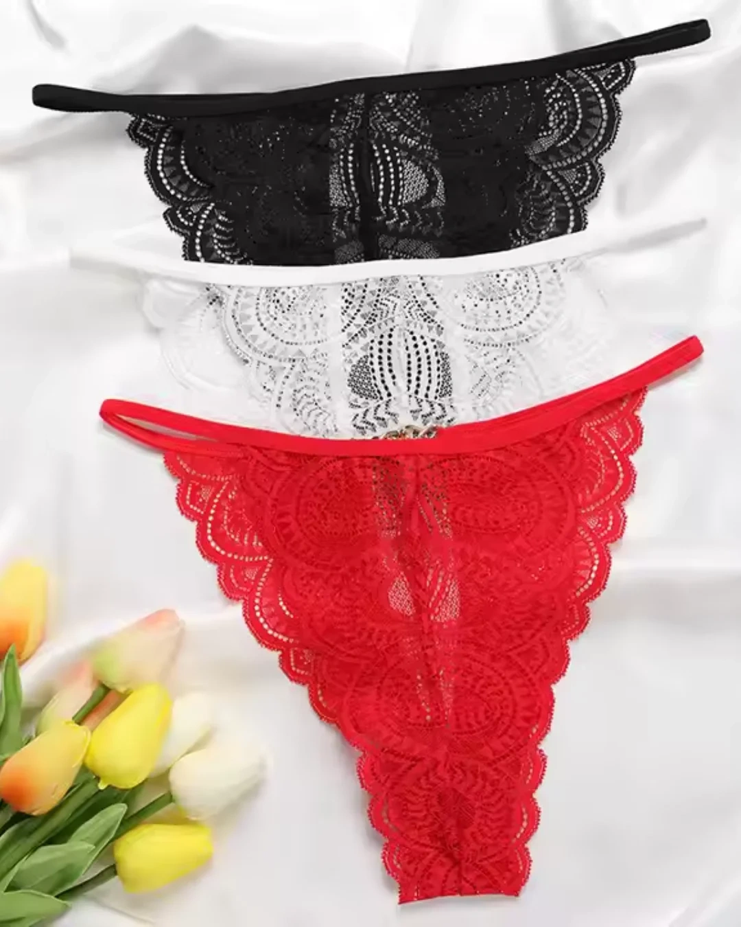 Lesca Kadın 3lü Dantel String - Tanga