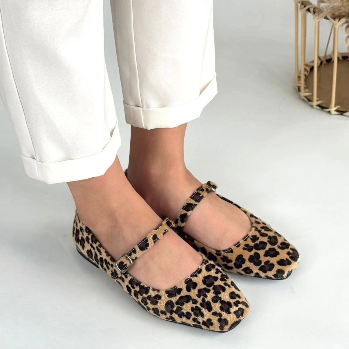 Linni Leopar Süet Babet Ayakkabı