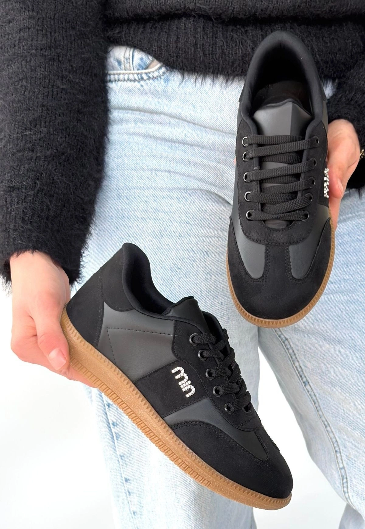 Lunga Siyah Cilt Bağcıklı Spor Ayakkabı