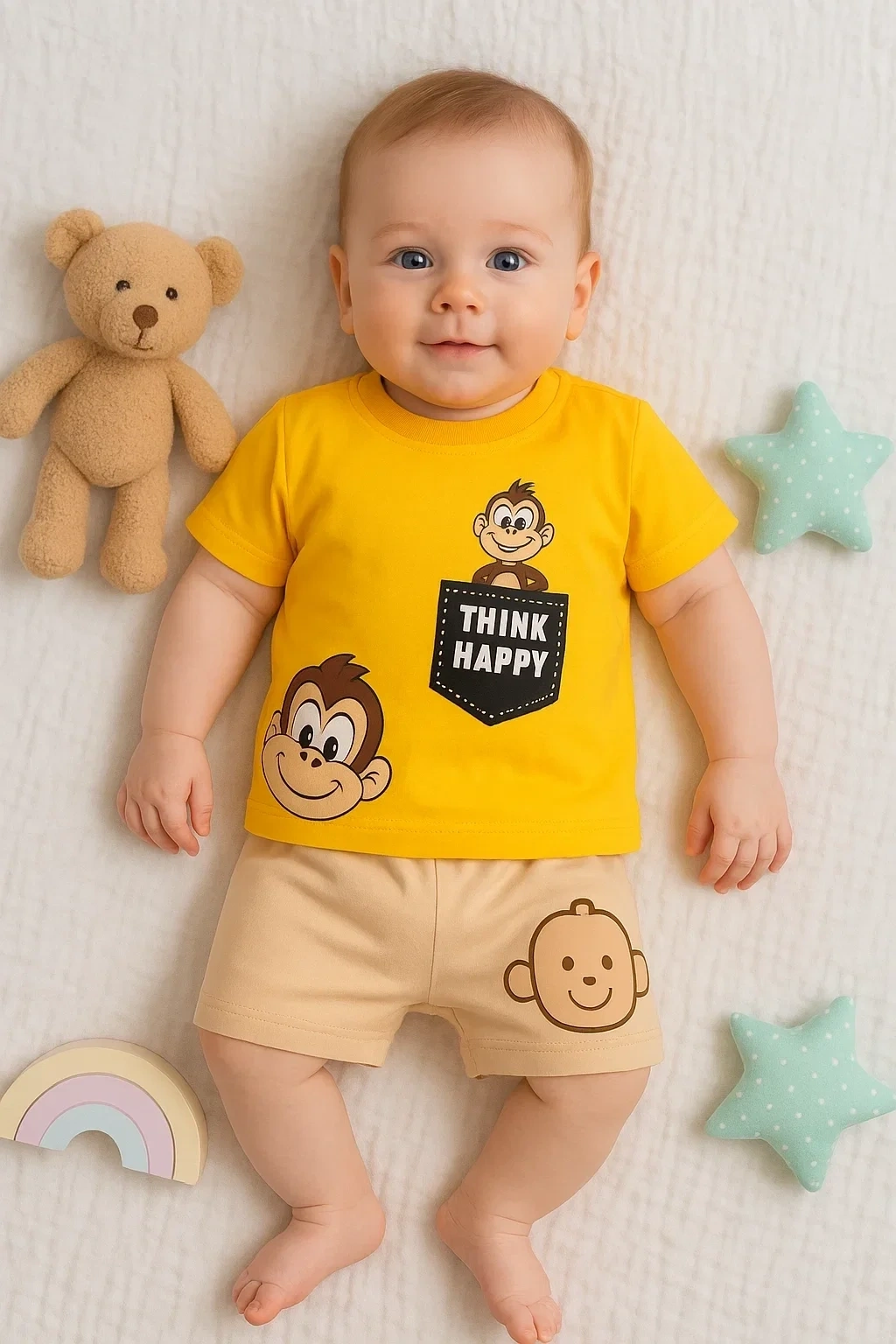 Maymun Desenli 2li Erkek Bebek Takım