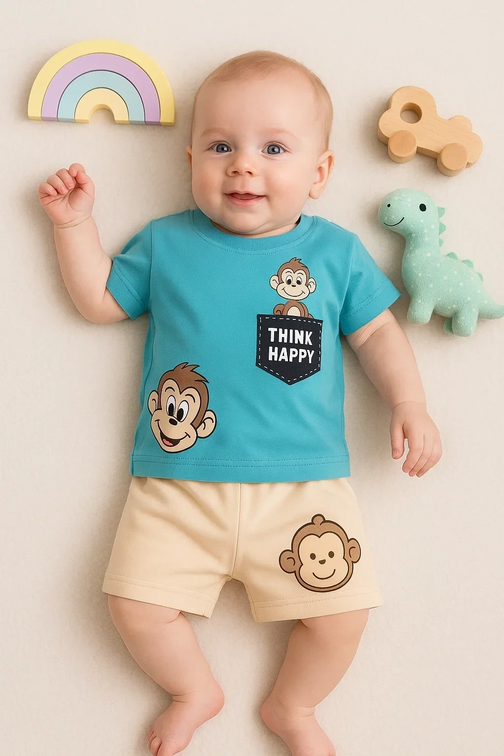 Maymun Desenli 2li Erkek Bebek Takım