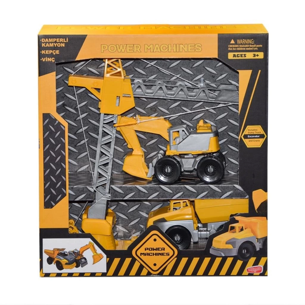 Nessiworld ML447 Power Machines Vinç, Damperli Kamyon ve Kepçe İnşaat Seti -Molmo
