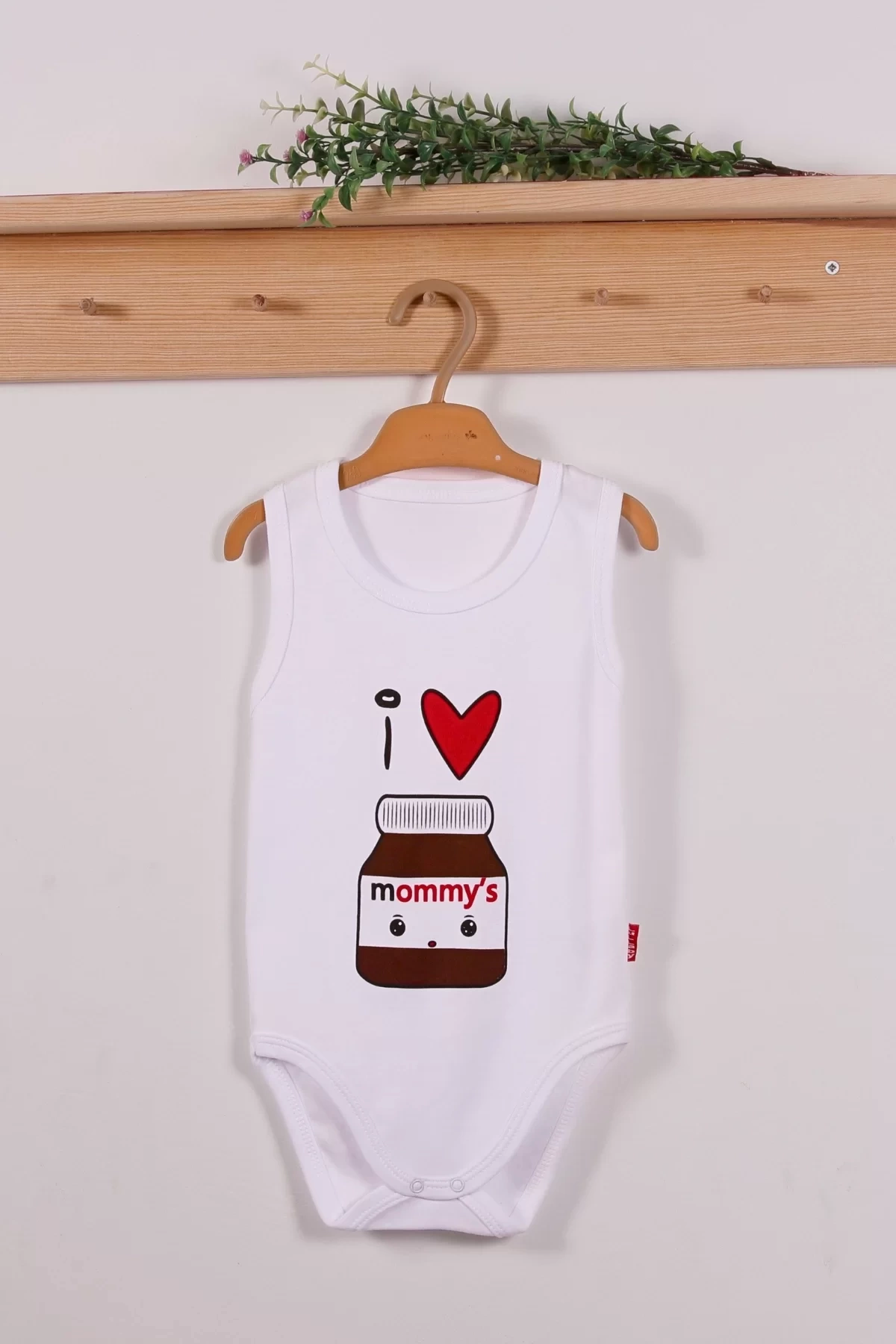 Mommys Cikolata Desenli Askılı Unisex Body