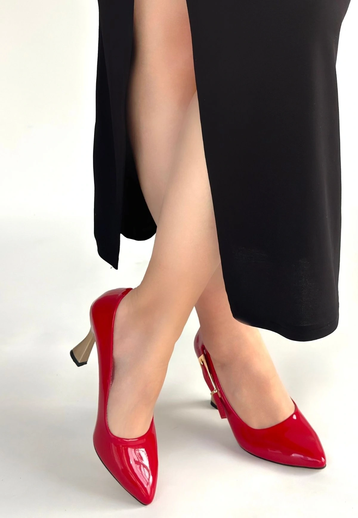 Motya Kırmızı Rugan Topuklu Ayakkabı