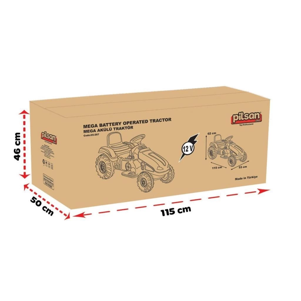 Nessiworld 05 276  Pilsan Mega Traktör Akülü 12 Volt Kırmızı
