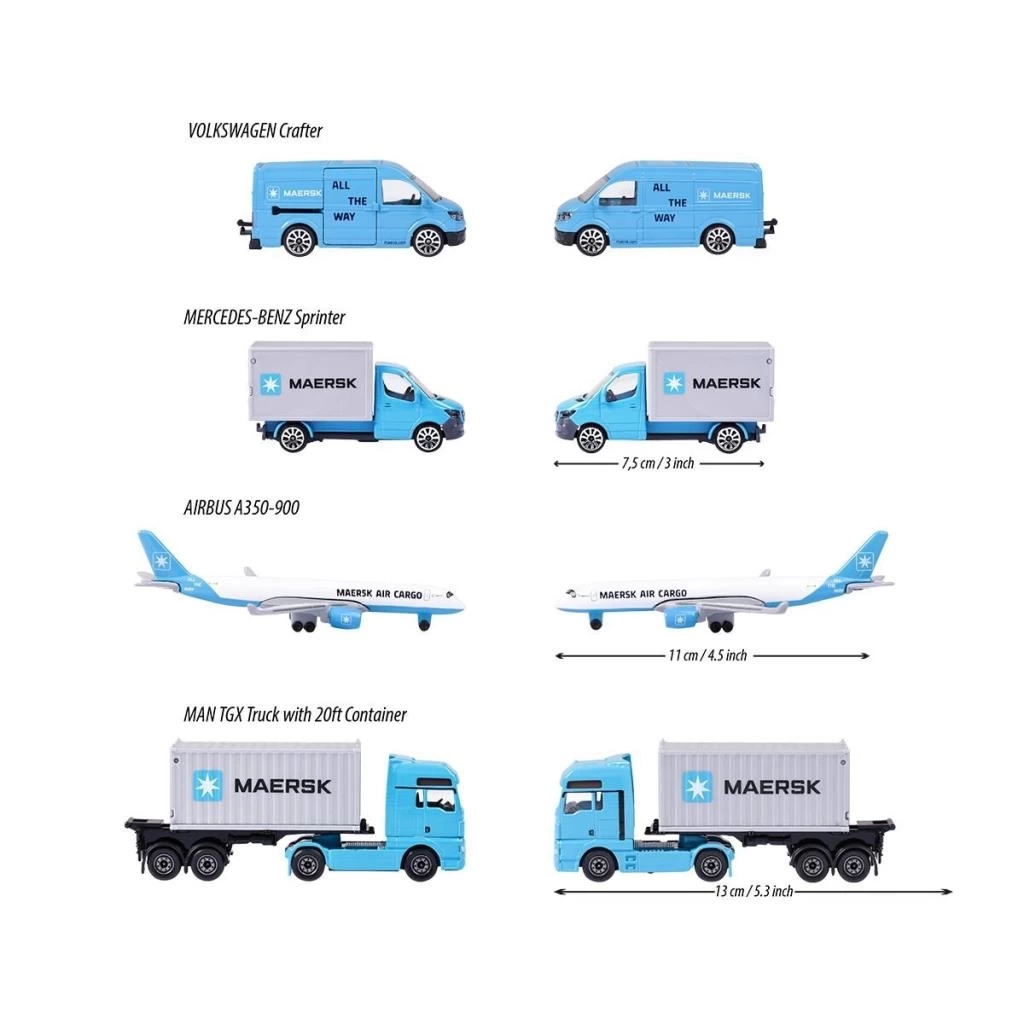 Nessiworld 212057290 Majorette MAERSK Lojistik Arabaları 4 Parça -Simba