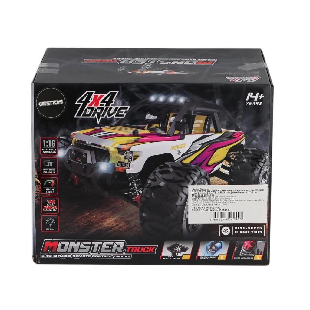 Nessiworld 866-1612 1:16 Kumandalı 70 km/h Monster Truck 4x4