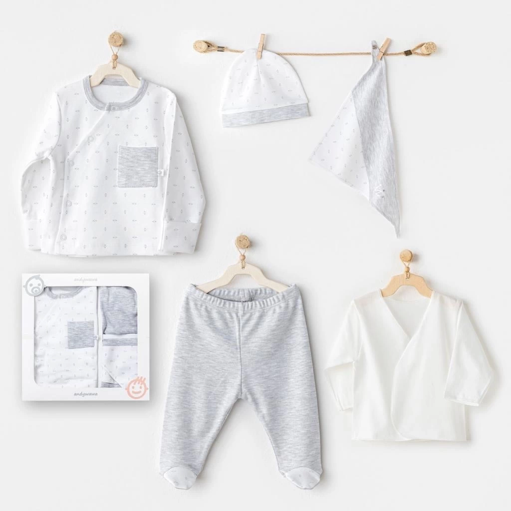 Nessiworld AC24720 Newborn Wawa Boys 5Li Hastane Çıkış Seti White