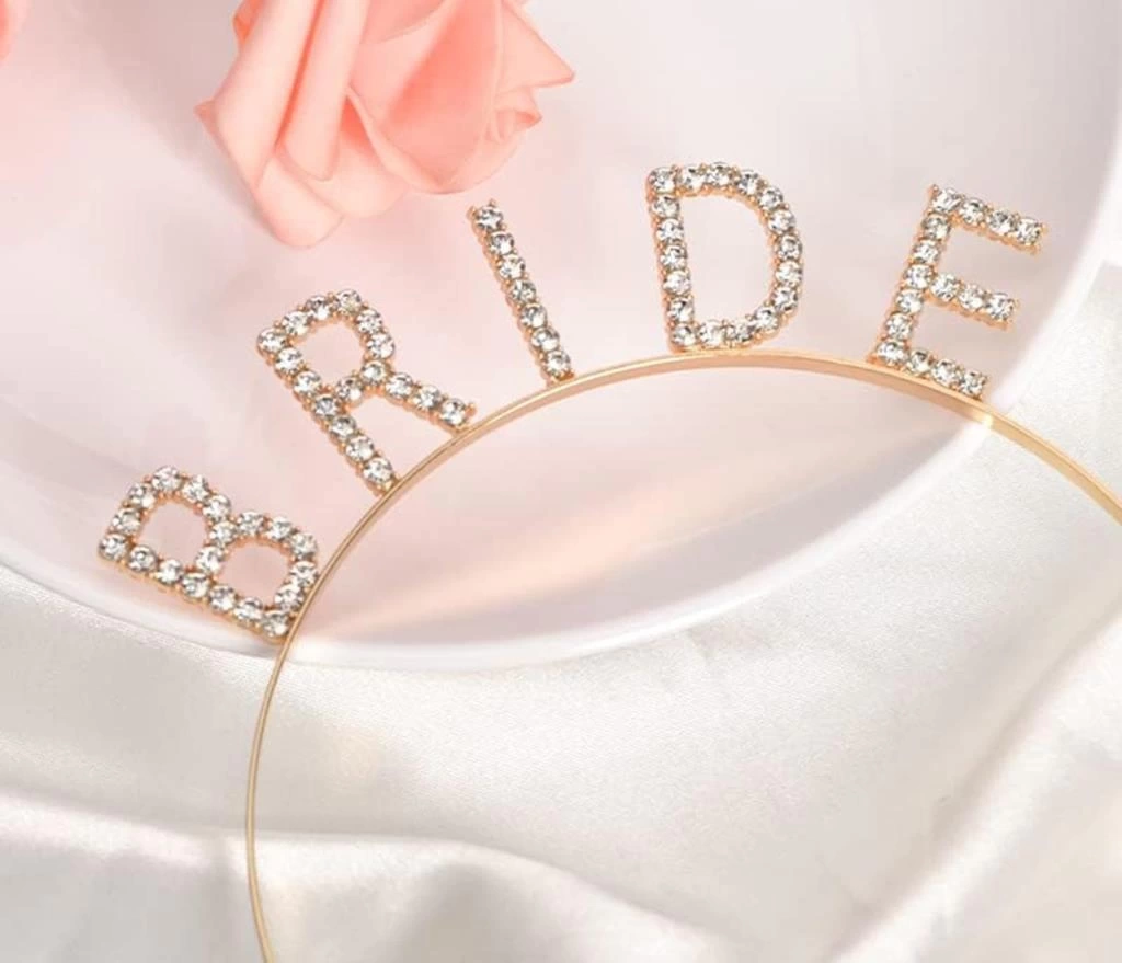 Nessiworld Altın Gold Renk Bekarlığa Veda Kristal Taş Bride Tacı İthal 16x10 cm