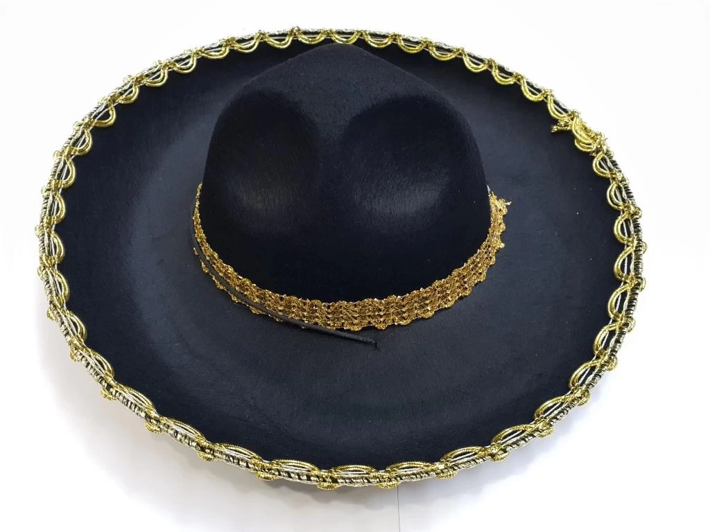 Nessiworld Altın Renk Şeritli Meksika Mariachi Latin Şapkası 55 cm Çocuk