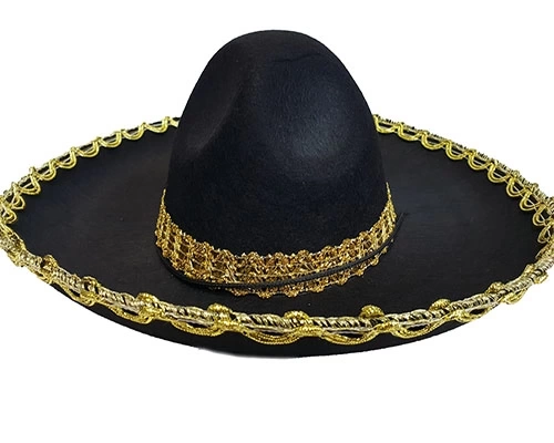 Nessiworld Altın Renk Şeritli Meksika Mariachi Latin Şapkası 55 cm Çocuk