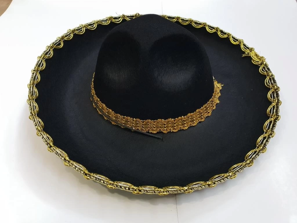 Nessiworld Altın Renk Şeritli Meksika Mariachi Latin Şapkası 55 cm Çocuk