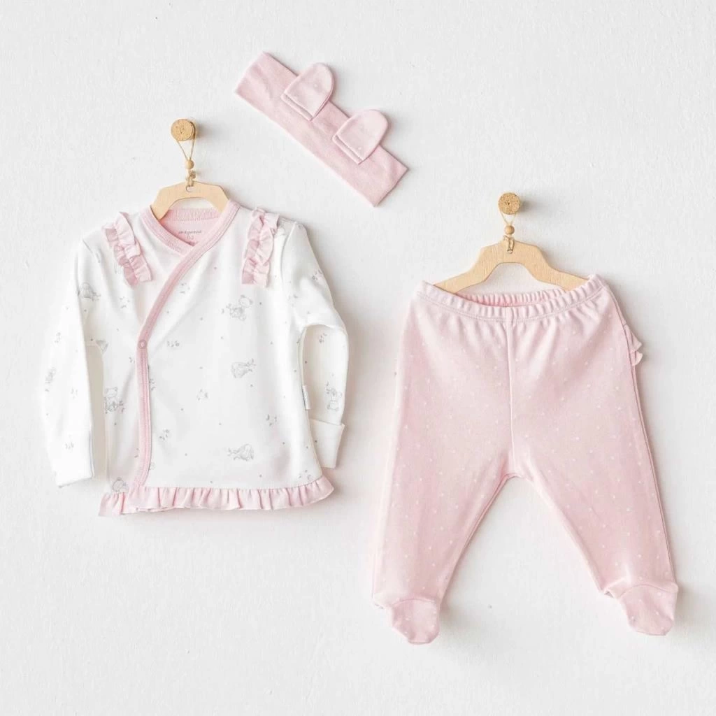 Nessiworld Andywawa AC25647 Cuddly Bunny Bear 3Lü Zıbın Set Pink