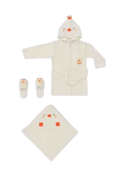 Nessiworld   Baby Civcivli Bornoz Seti 30038 Ekru