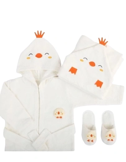 Nessiworld   Baby Civcivli Bornoz Seti 30038 Ekru
