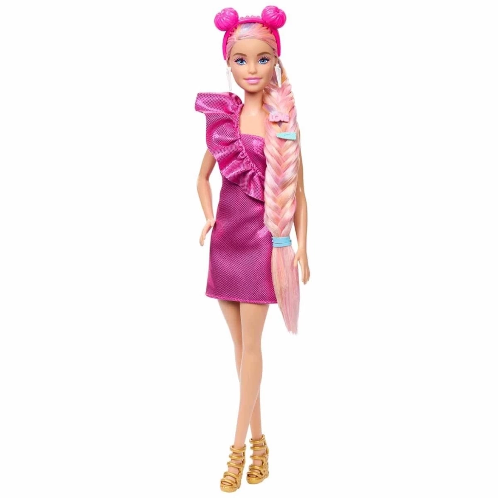 Nessiworld Barbie Upuzun Muhteşem Saçlı Bebekler Pembe Saçlı Bebek JDC85