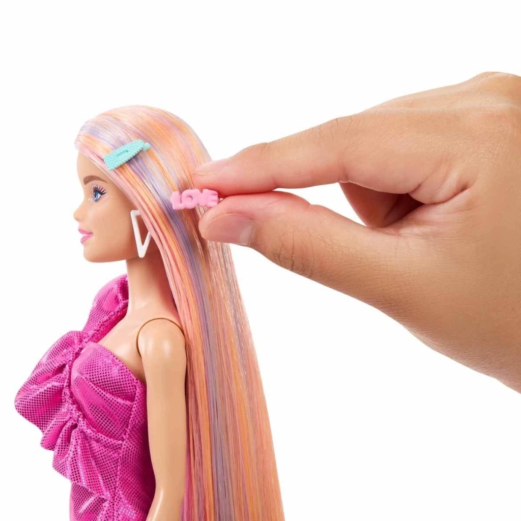 Nessiworld Barbie Upuzun Muhteşem Saçlı Bebekler Pembe Saçlı Bebek JDC85