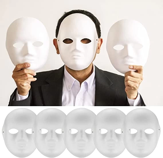 Nessiworld Beyaz Renk Boyanabilir Anonim Tam Yüz Cosplay Maske 24x18 cm