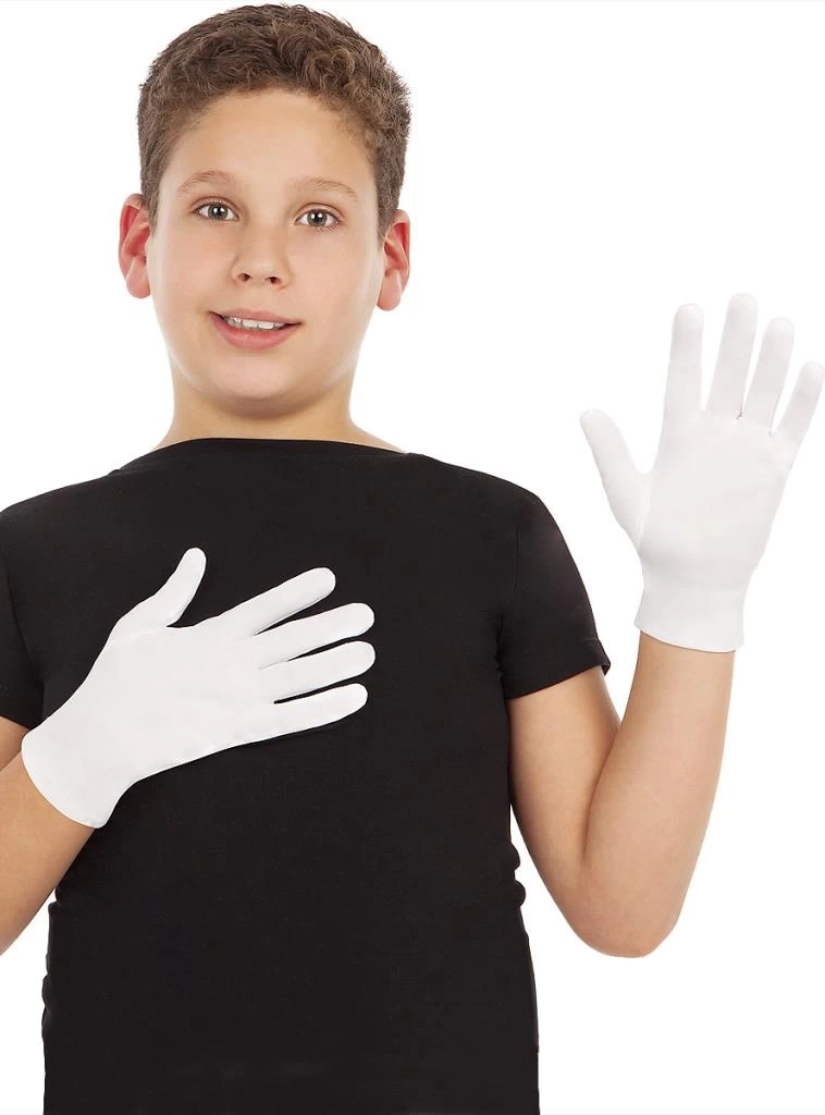 NessiWorld Beyaz Renk Çocuk Boy Likralı Pandomim Eldiveni