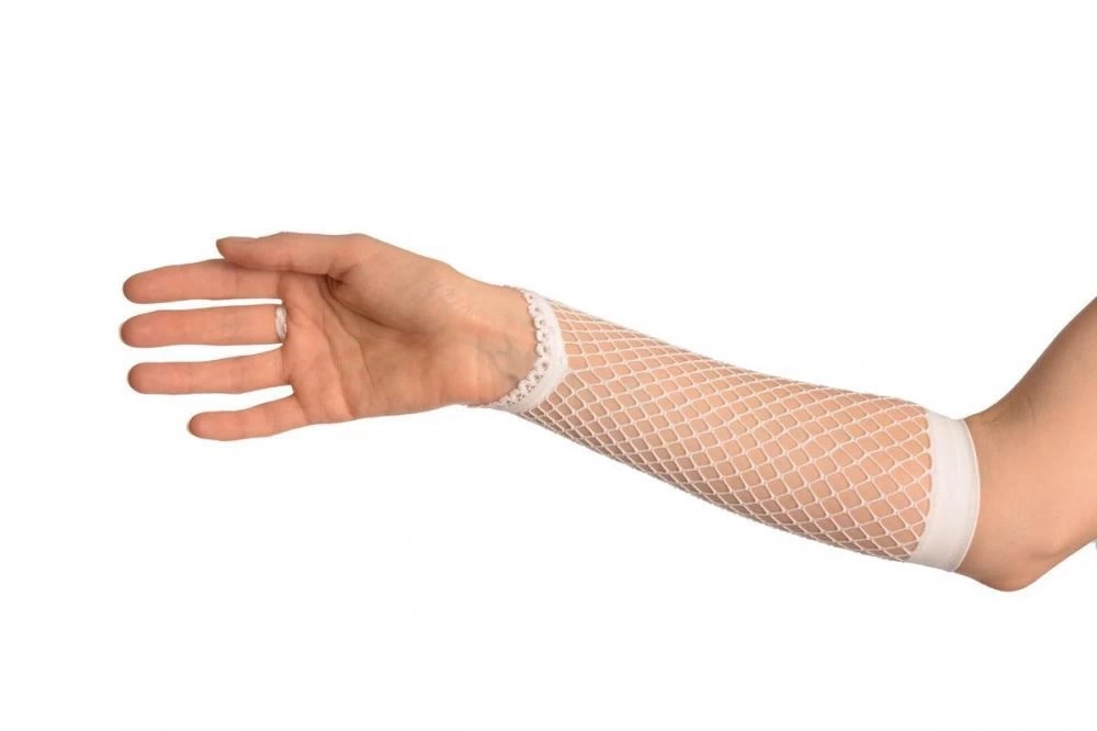 Nessiworld Beyaz Renk Parmak Arası File Örgü Eldiven 26 cm