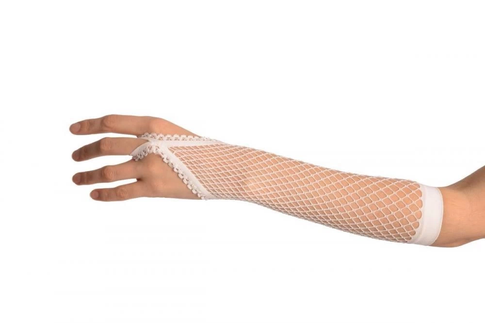 Nessiworld Beyaz Renk Parmak Arası File Örgü Eldiven 26 cm
