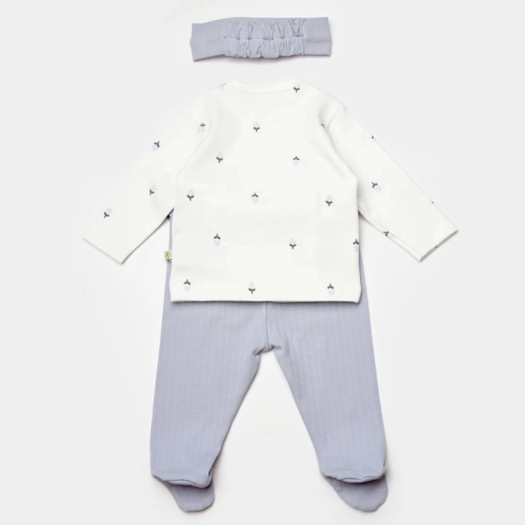 Nessiworld Bibaby Biorganic Love Floral 3 Parça Zıbın Seti 73346 Ekru Lila