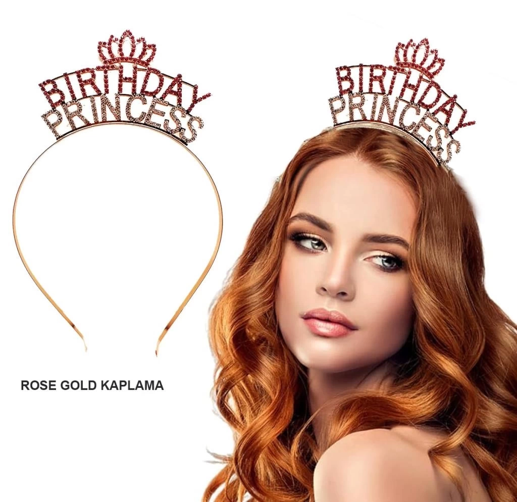 Nessiworld Birthday Princess Kristal Taç – Rose Gold Kaplama