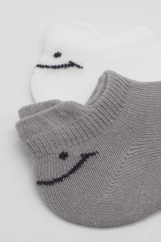 Nessiworld Bistyle 2Li Sneakers Smile Penye Çorap BS20106 Gri Ekru