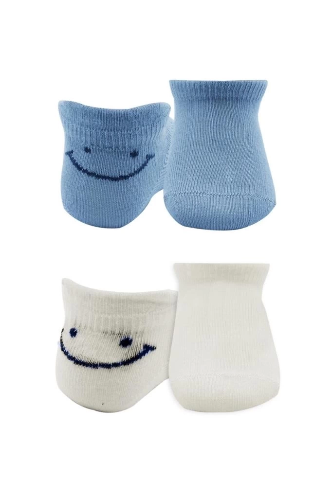 Nessiworld Bistyle 2Li Sneakers Smile Penye Çorap BS20106 Mavi Ekru