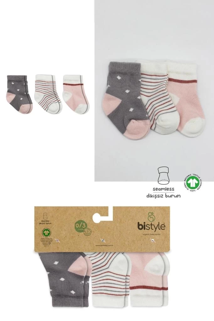 Nessiworld  Bistyle 3Lü Penye Kız Soket Çorap BS10112 Gri