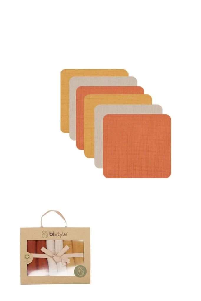 Nessiworld Bistyle 6lı Müslin Mendil 20x20 cm 90106 Kiremit Bej Hardal