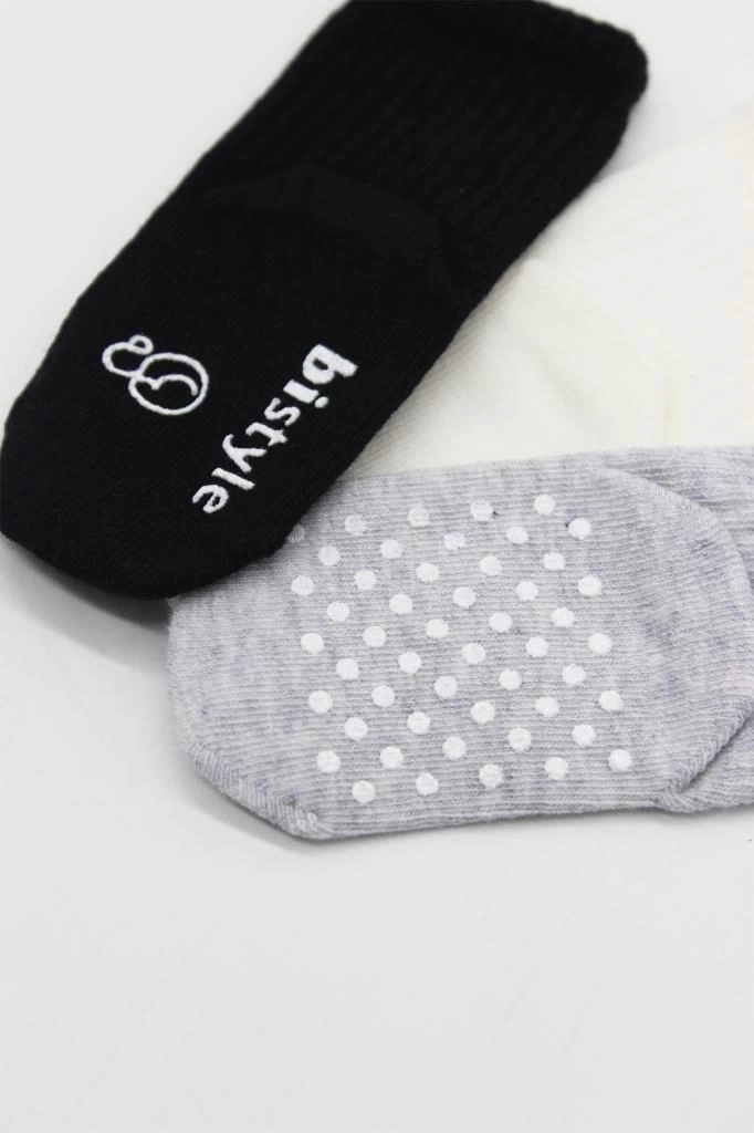 Nessiworld Bistyle Basic Kaymaz Penye Soket Çorap 3Lü BS10106 Siyah Ekru Gri