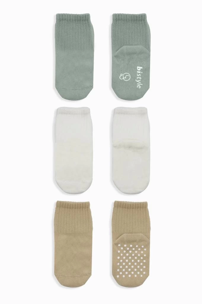 Nessiworld Bistyle Basic Kaymaz Penye Soket Çorap 3Lü BS10107 Nil Ekru Bej