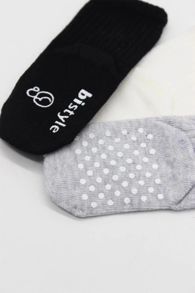 Nessiworld Bistyle Basic Kaymaz Penye Soket Çorap 3Lü BS10107 Siyah Ekru Gri