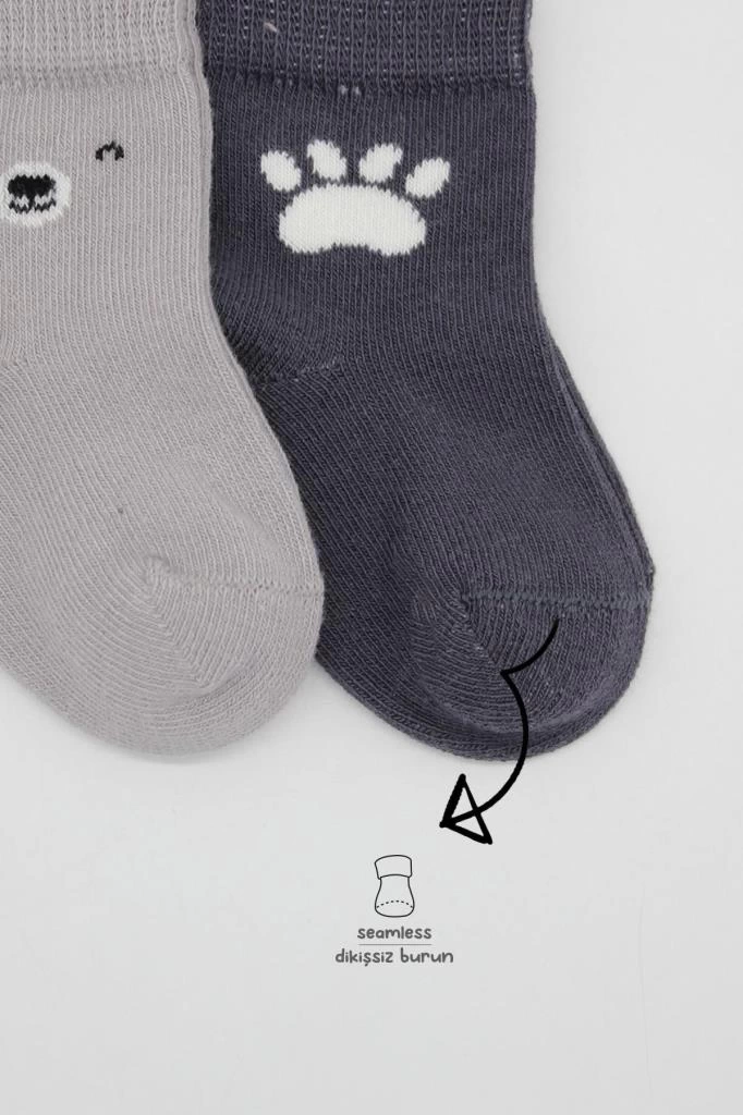 Nessiworld Bistyle Bear Penye Soket Çorap 2Li BS10116 Gri