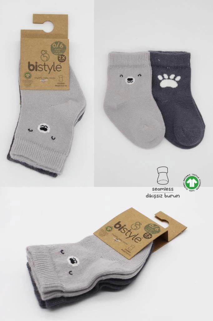Nessiworld Bistyle Bear Penye Soket Çorap 2Li BS10116 Gri