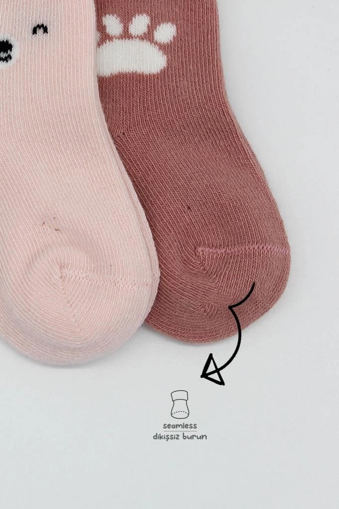 Nessiworld Bistyle Bear Penye Soket Çorap 2Li BS10116 Pembe
