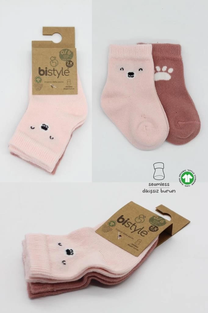 Nessiworld Bistyle Bear Penye Soket Çorap 2Li BS10116 Pembe