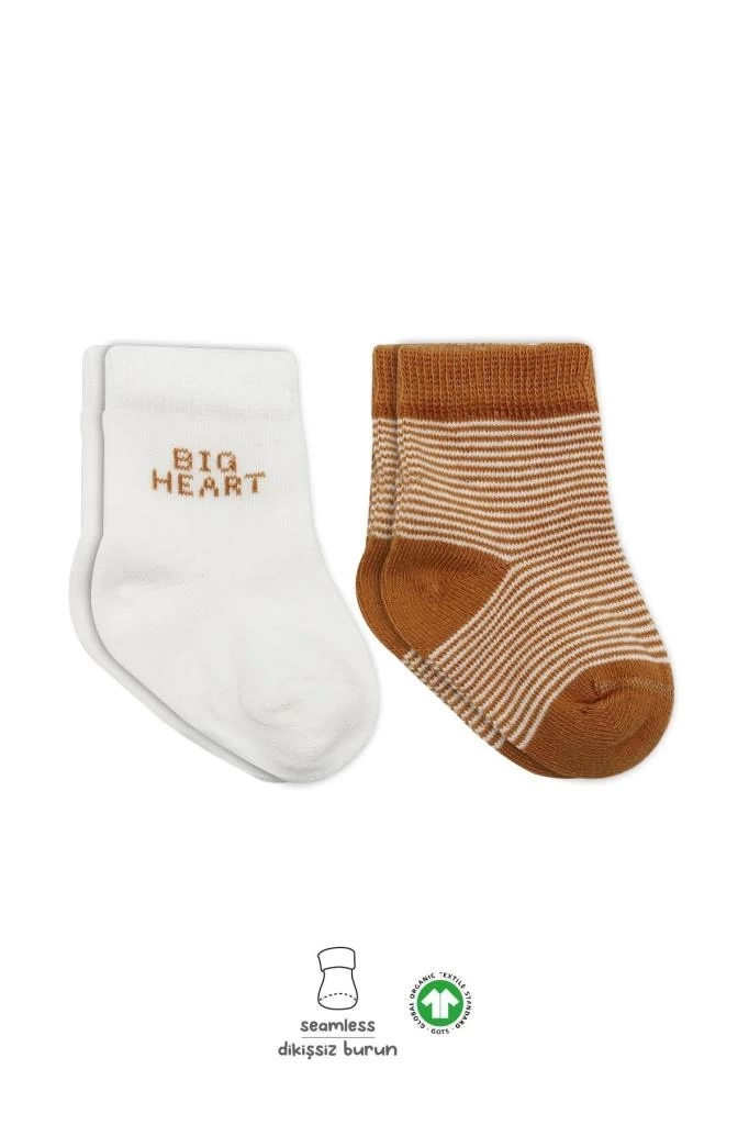 Nessiworld Bistyle Big Heart Penye Soket Çorap 2Li BS10117 Hardal