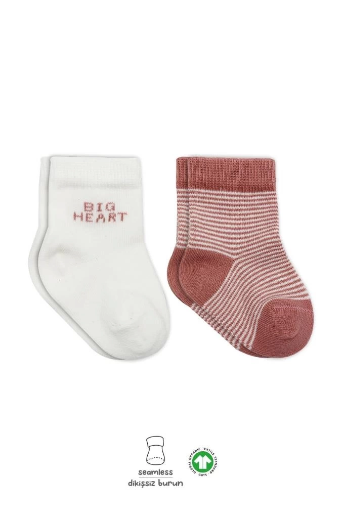 Nessiworld Bistyle Big Heart Penye Soket Çorap 2Li BS10117 Pudra