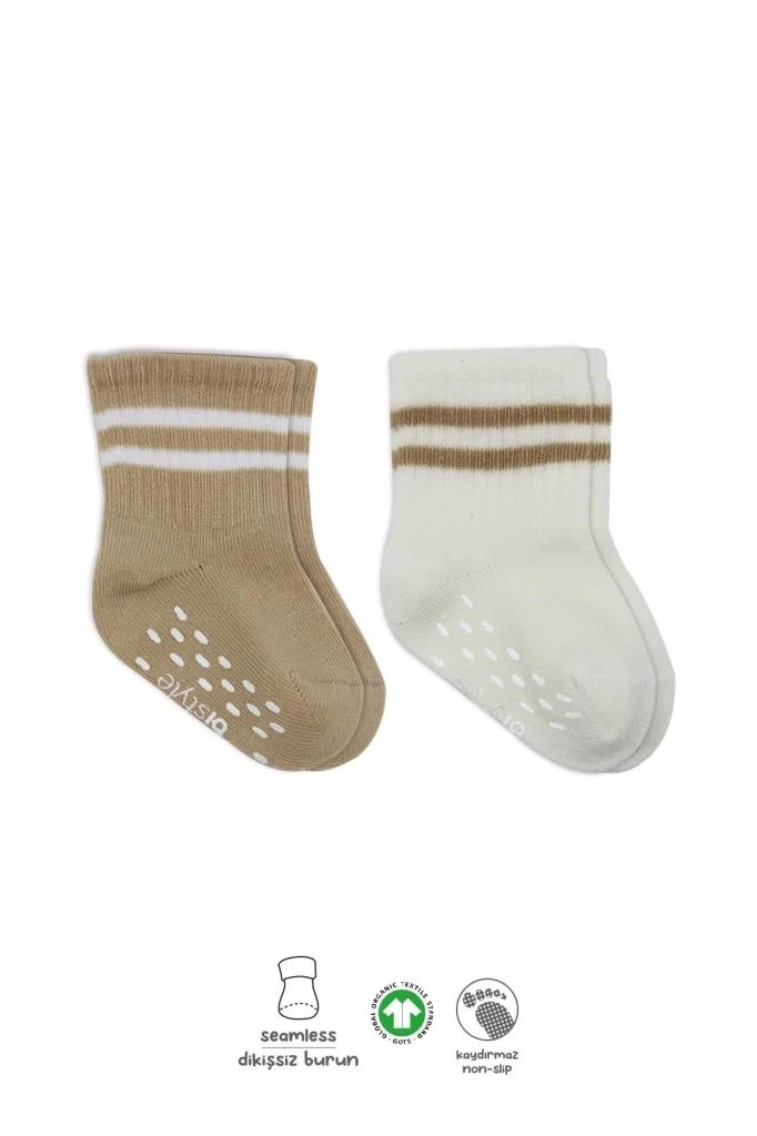 Nessiworld Bistyle Çemberli Kaymaz Soket Çorap 2Li BS10125 Bej-Ekru