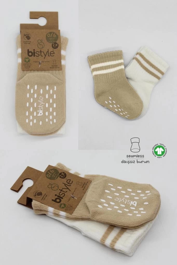 Nessiworld Bistyle Çemberli Kaymaz Soket Çorap 2Li BS10125 Bej-Ekru
