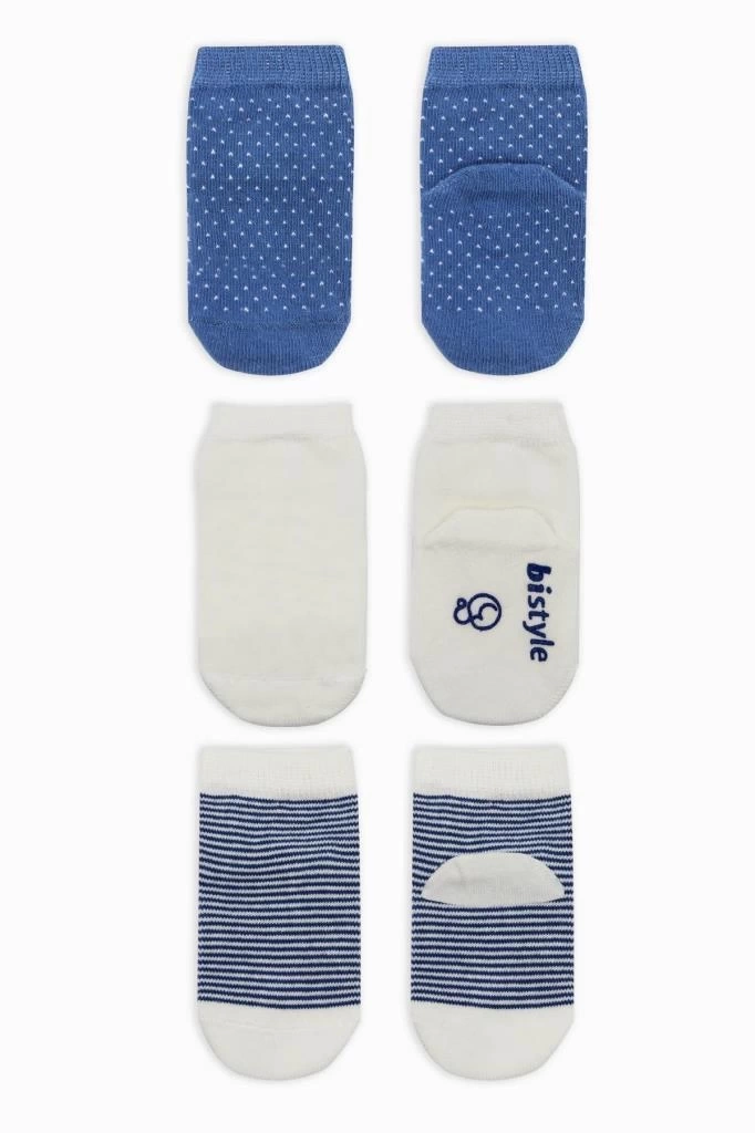 Nessiworld Bistyle Puanlı Kaymaz Penye Soket Çorap 3Lü BS10108 İndigo