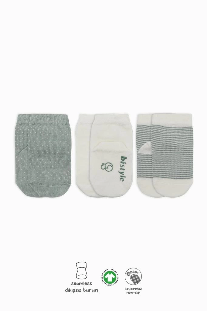Nessiworld Bistyle Puanlı Kaymaz Penye Soket Çorap 3Lü BS10108 Nil