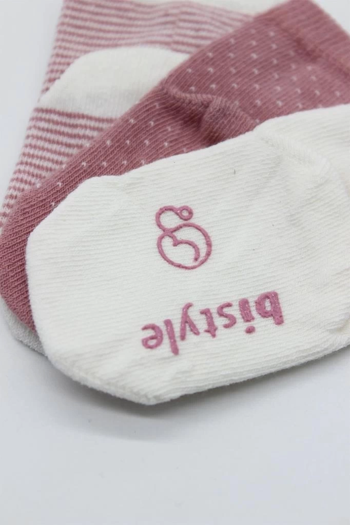 Nessiworld Bistyle Puanlı Kaymaz Penye Soket Çorap 3Lü BS10108 Pudra