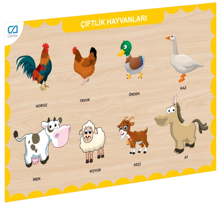 Nessiworld CAAHS-3211 CA GAMES AHŞAP ÇİFTLİK HAYVANLARI BUL-TAK