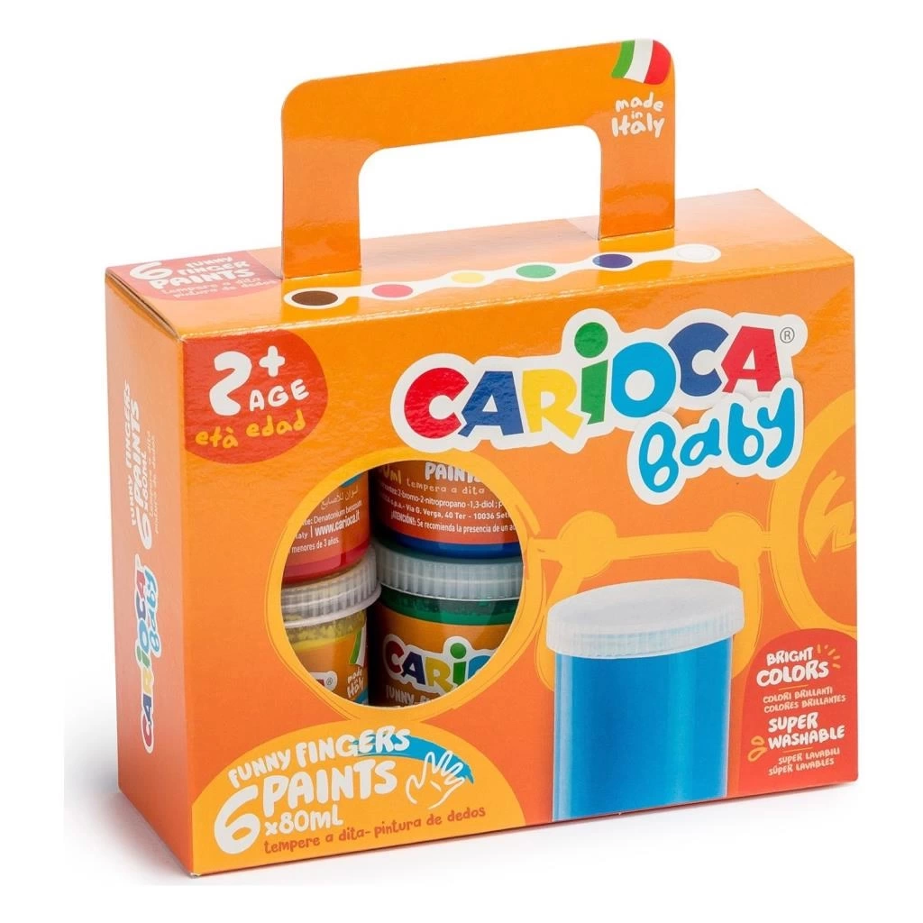 Nessiworld Carioca Bebek Parmak Boyası 6Lı 6x80 ml Süper Yıkanabilir +2 Yaş