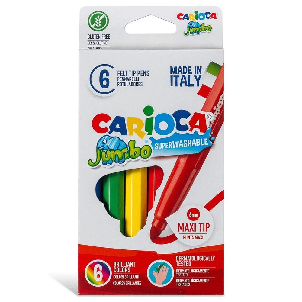 Nessiworld Carioca Jumbo Süper Yıkanabilir Keçeli Boya Kalemi 6Lı