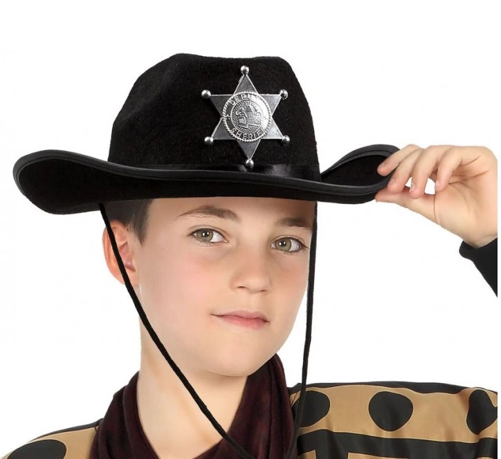 Nessiworld Çocuk Kovboy Şapkası Sheriff Şapkası Siyah Renk